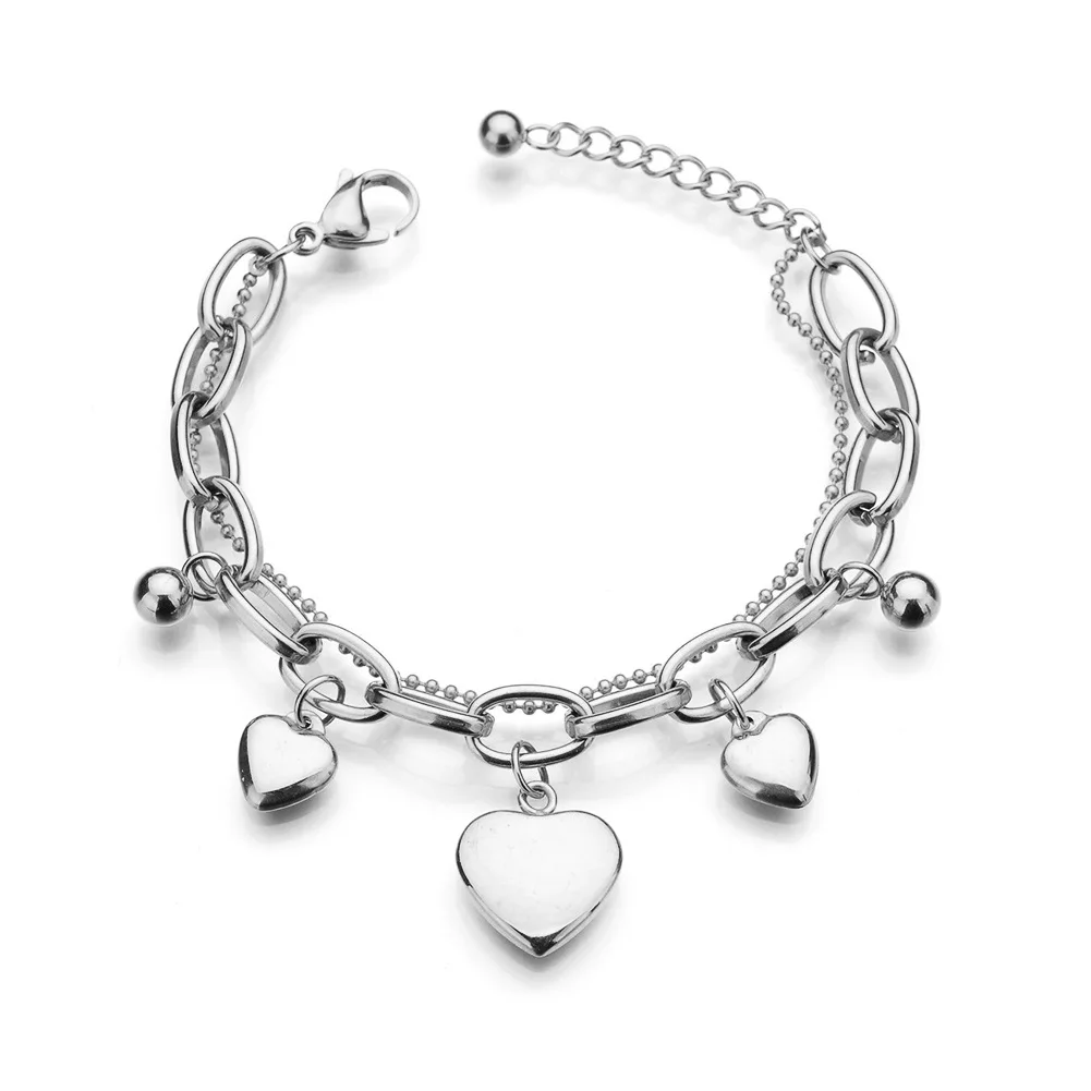 

Girls Cool Stainless Steel Chain Bracelet With Tree Pendant,Heart Cross Virgin Jesus Pendant Stainless Steel Bracelet For Women, As picture