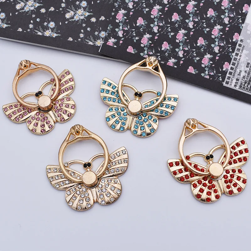 

Butterfly Diamond Finger Ring Mobile Phone Stand Holder for IPhone Xiaomi Samsung Smart Phone Stand Phone Holders, Pink,blue,red,white