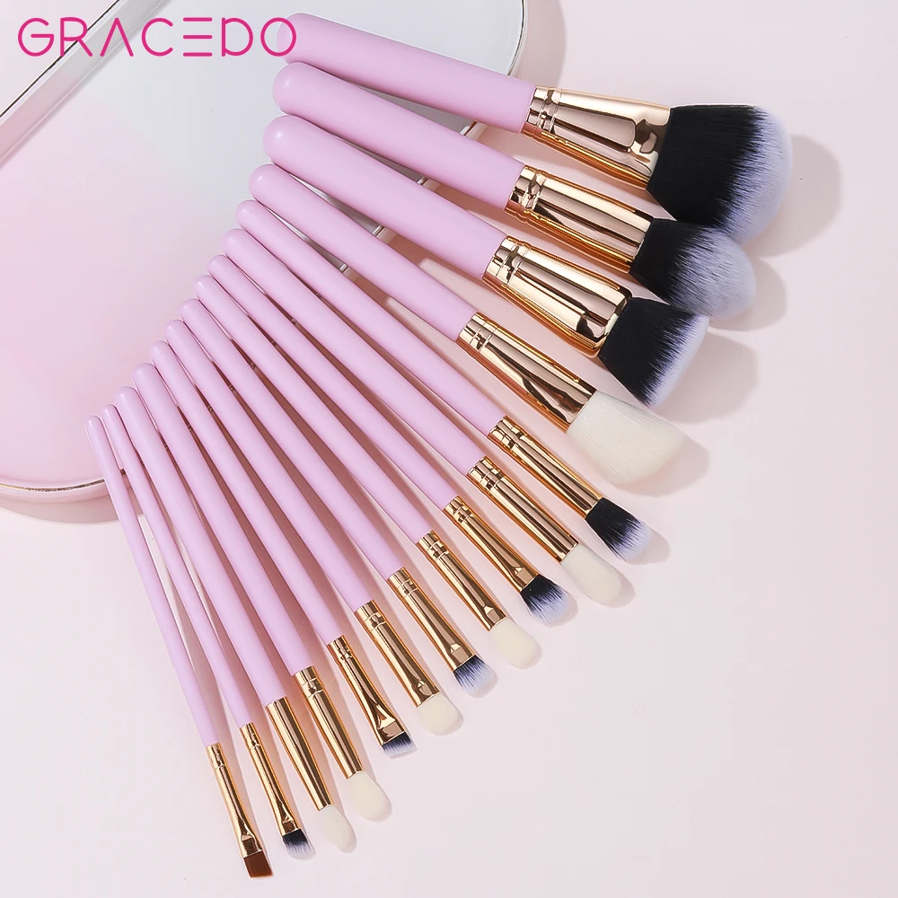 GRACEDO Professional Customizable Color Synthetic Hair Wood Handle Makeup Brush Set with Custom Logo/Private Label Shaving Brush