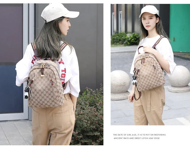 
2020 new fashion student oxford bag leather waterproof backpack for women 