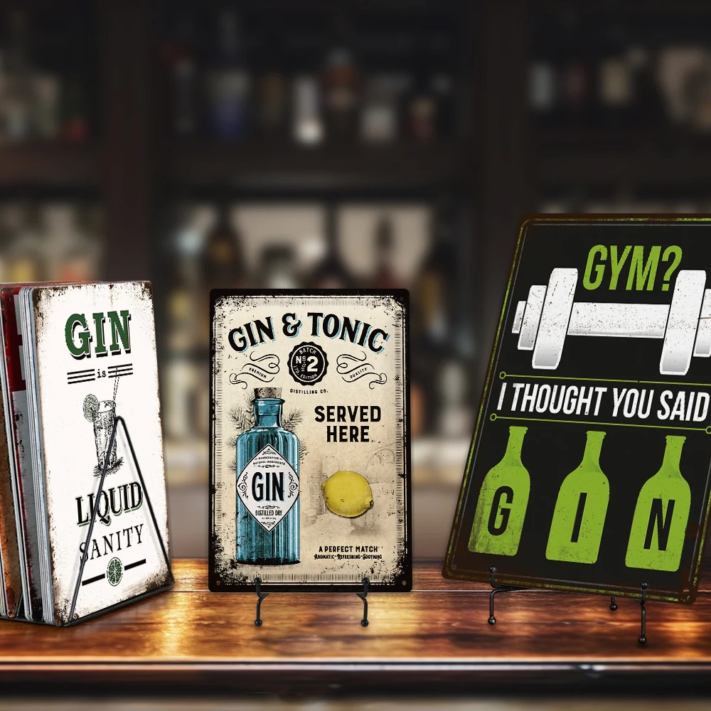 Putuo Decor Gin Tonic Vintage Tin Sign Drink Gin Bar Pub Wine Cooler Decor Retro Metal Plate Sign