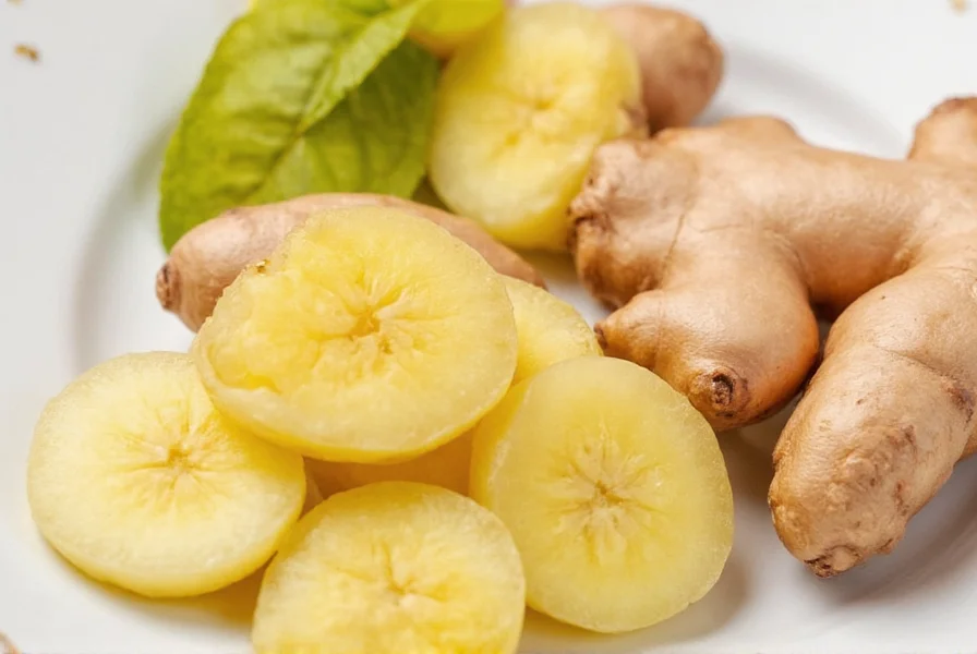 Fresh ginger rhizomes with peeled section showing yellow interior