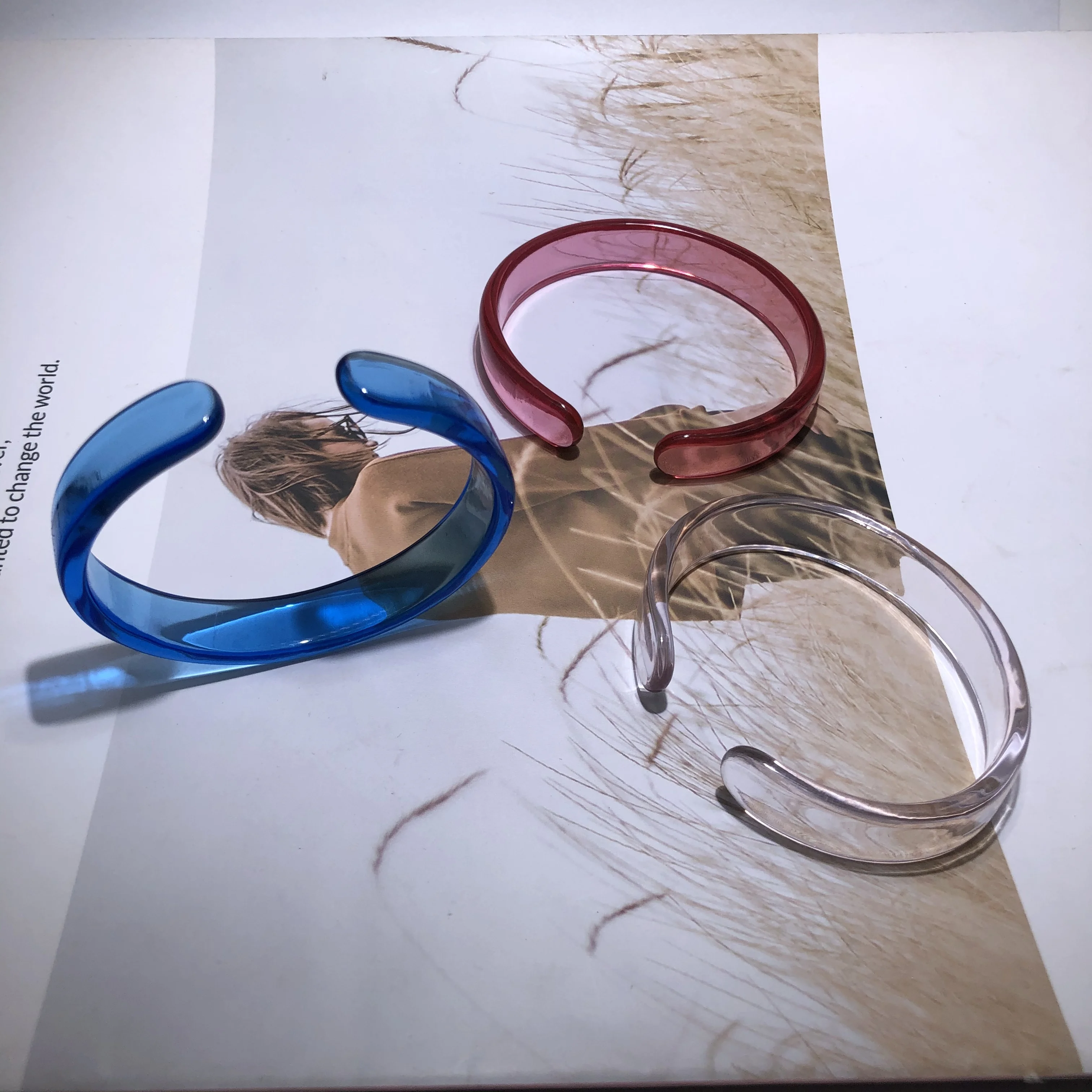 

Fashion High quality clear acetate Resin acryli Bracelet Cuff Bangle for women