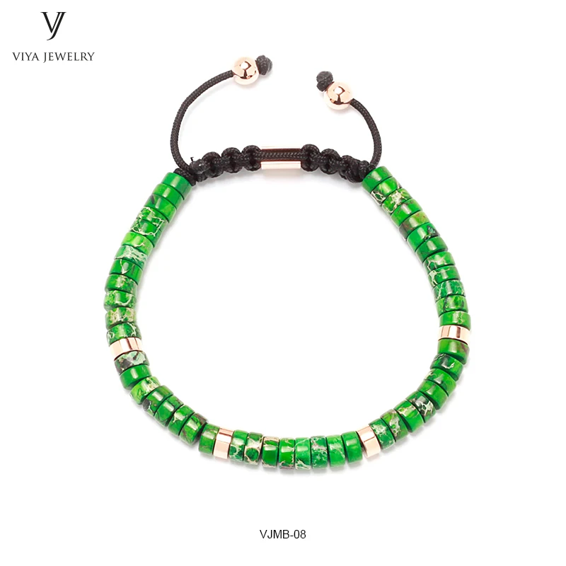 

Fashion Handmade Macrame Wheel Beads Bracelet With Gold Plated Gemstone Bracelets Bead Bracelet