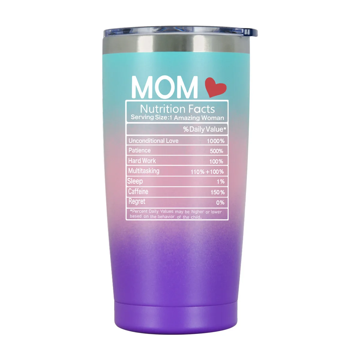 

MOM Nutrition Facts Mothers Day Gifts Mug 20OZ Car Cup Thermos Cup Stainless Steel Tumbler, Multi colors