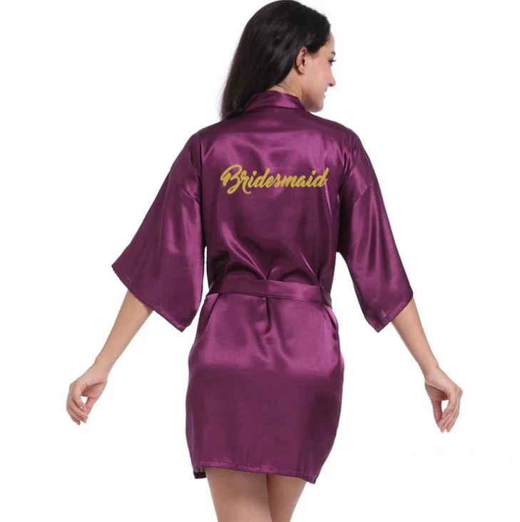 Wedding Bridesmaid Bride Embroidery Bridesmaid Bathrobe Silk Robe