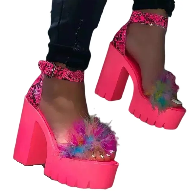 

Big Size Candy Color Wedges Shoes Women High Heels Buckle Sandals
