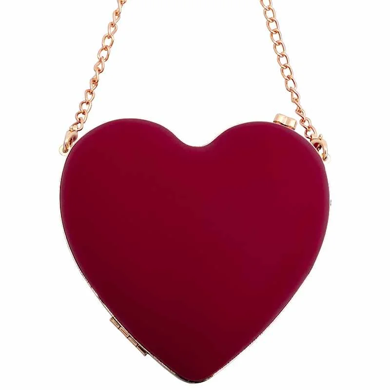 

Wholesale Fashion Women Red Heart Shaped Clutch Evening Bag, Red,black