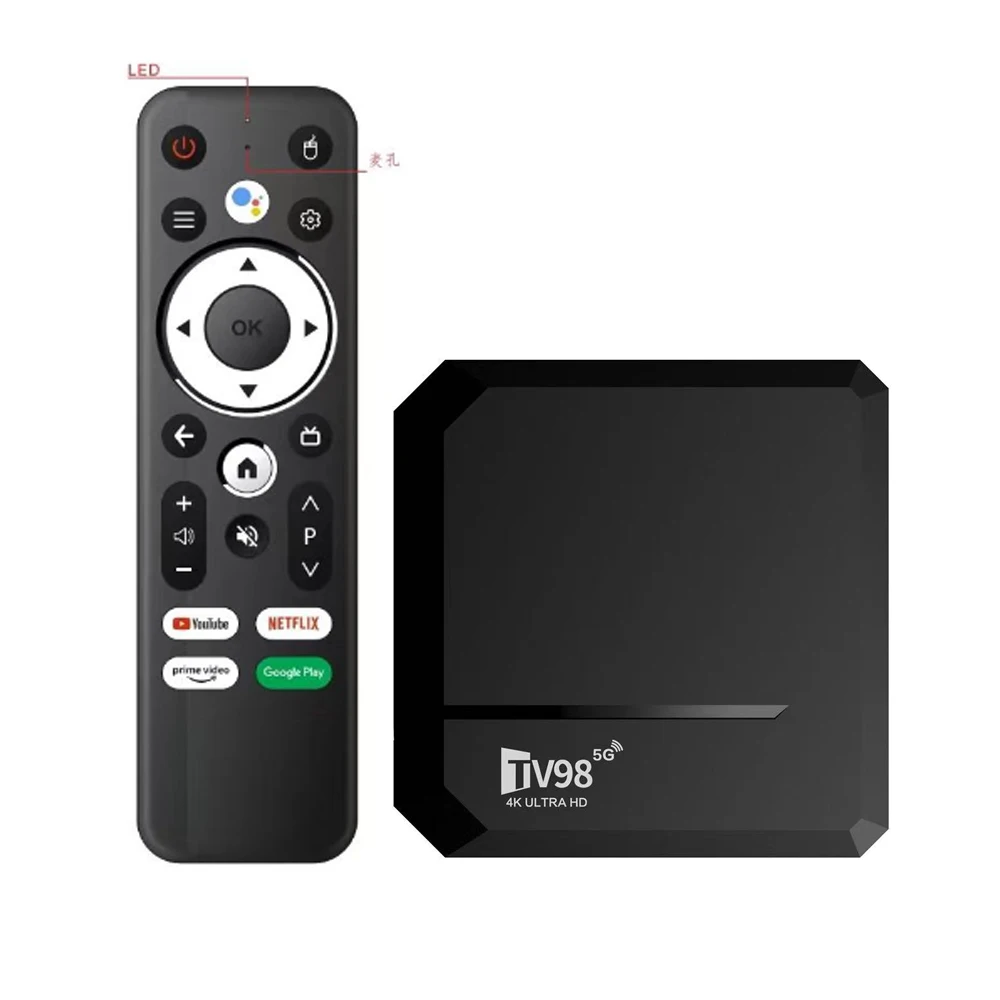 

Android Set top box manufacturer new arrival voice control TV98BT Dual wifi android tv box Support BT
