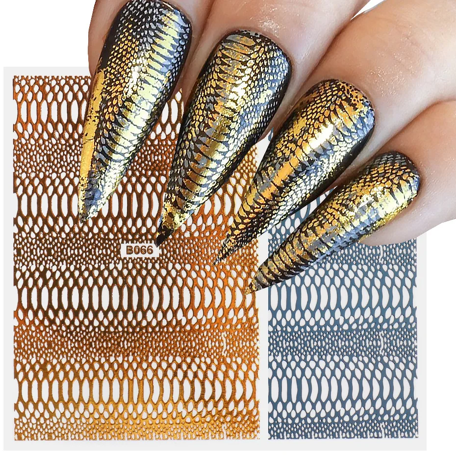 

2022 Wholesale Sexy Snake Skin Nail Charms for Women Nails Stickers