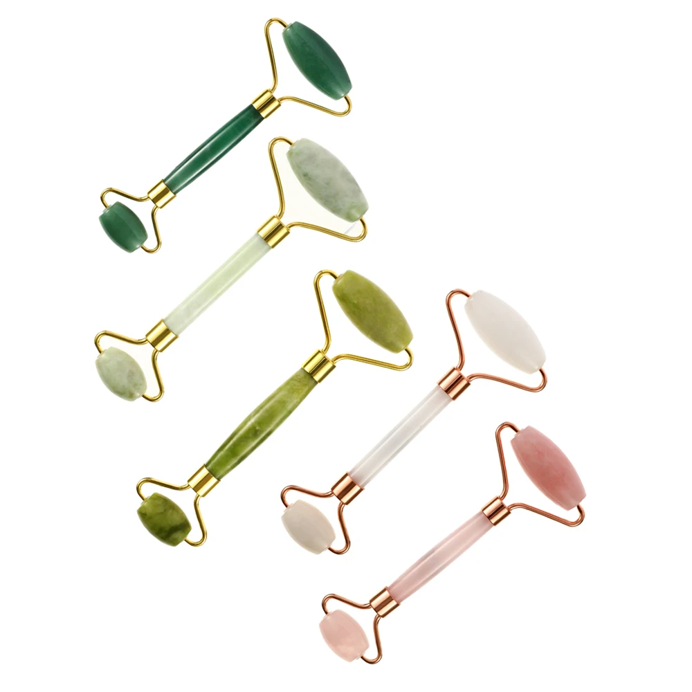 

Natural Double Heads Jade Roller For Face Massage Facial Lifting Beauty Slimming Hot Stone Massage Skin Care Rodillo De Jade, Green,pink