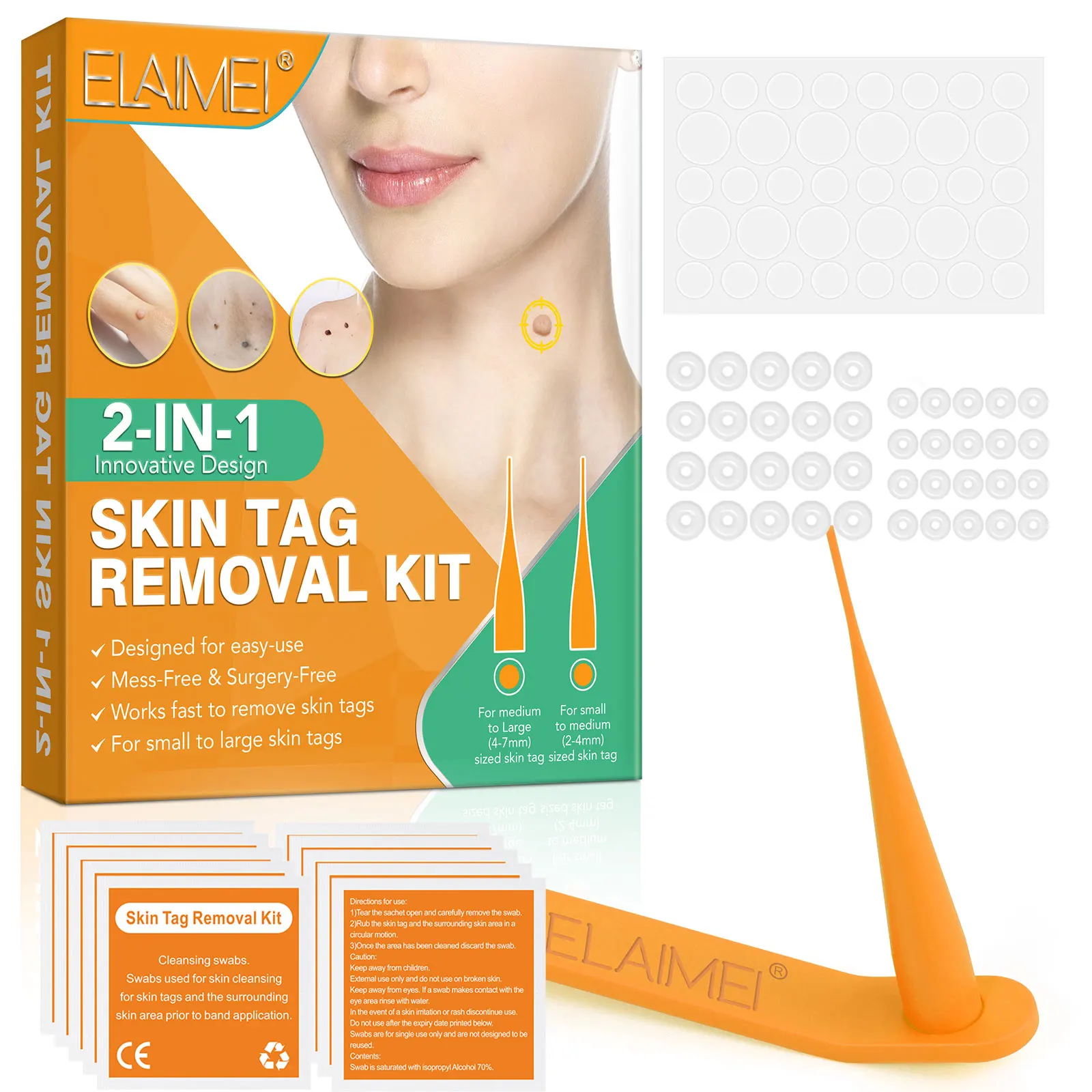 

Hot Sale Facial Body Skin Tags Remover Wart Acne Pimple Treatment 2 In 1 Skin Tags Removal Kit