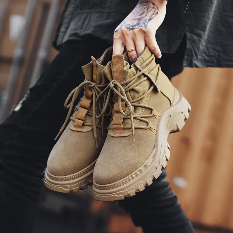 

Fall Winter Korean Style High Top Fashion Casual Cowboy Boots for men