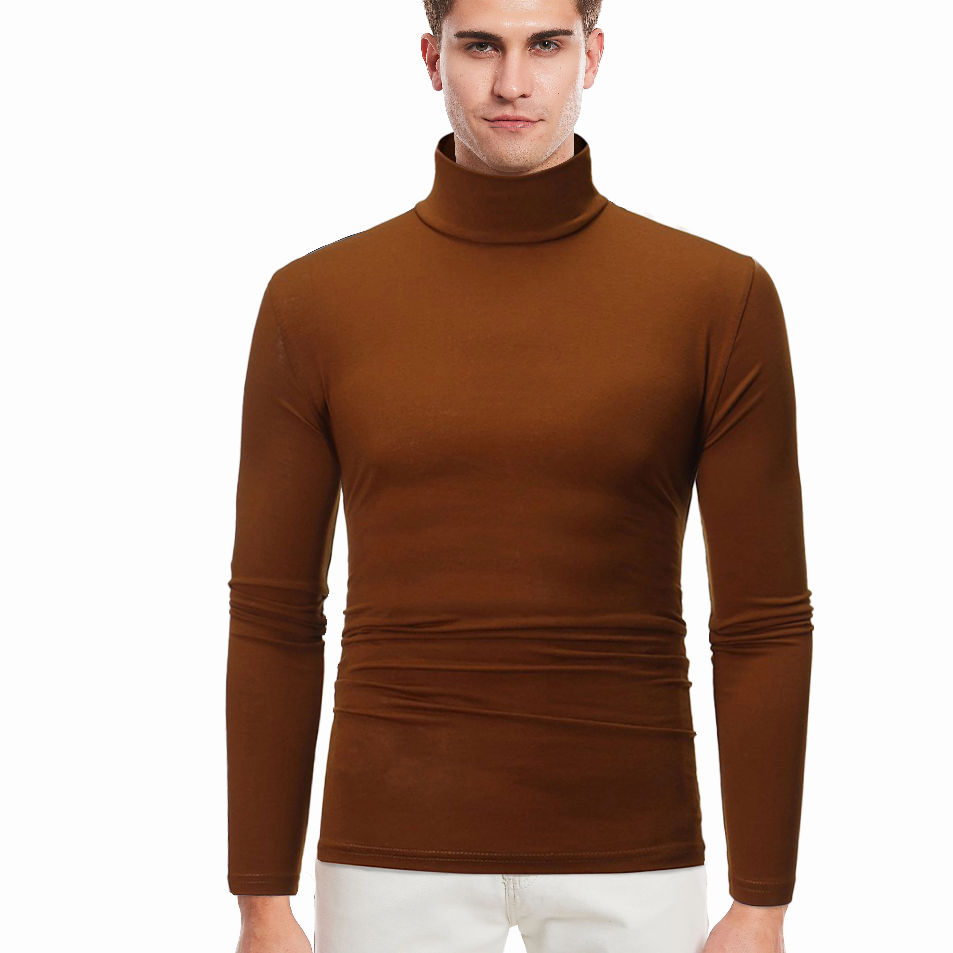 

2022 custom embroidered slim t-shirts pour hommes undershirt turtleneck bottom shirt mock neck long sleeve mock neck t shirt