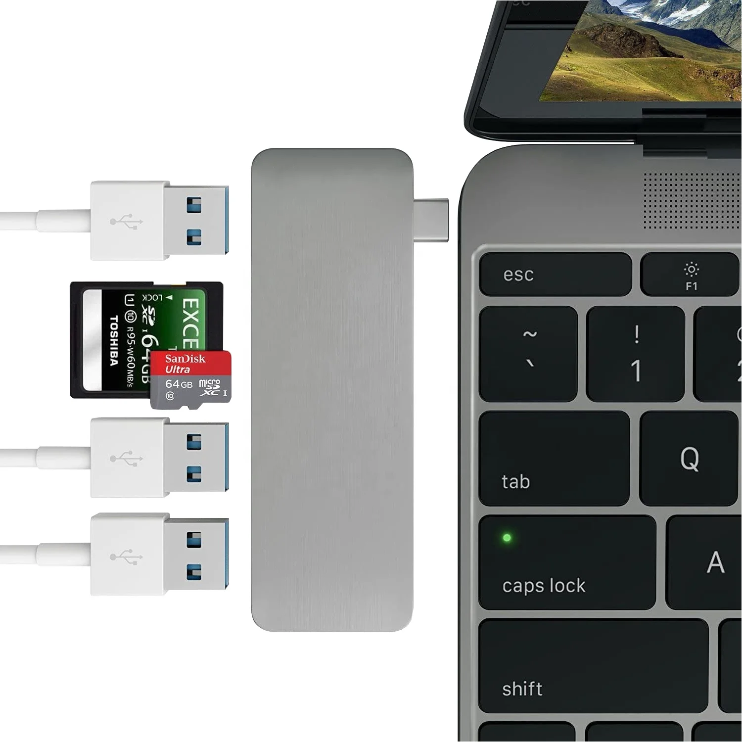 

SIKAI 5 in 1 type-c docking station splitter USB3.0 converter SD/TF card reader usb c hub expansion