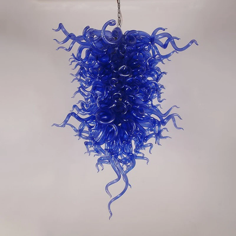

Hand Blown Glass Chandelier Lighting 48 Inches Blue Lamparas Modern Led Ceiling Lights Lighting and Circuitry Design 80 110-240V, Blue(customized)