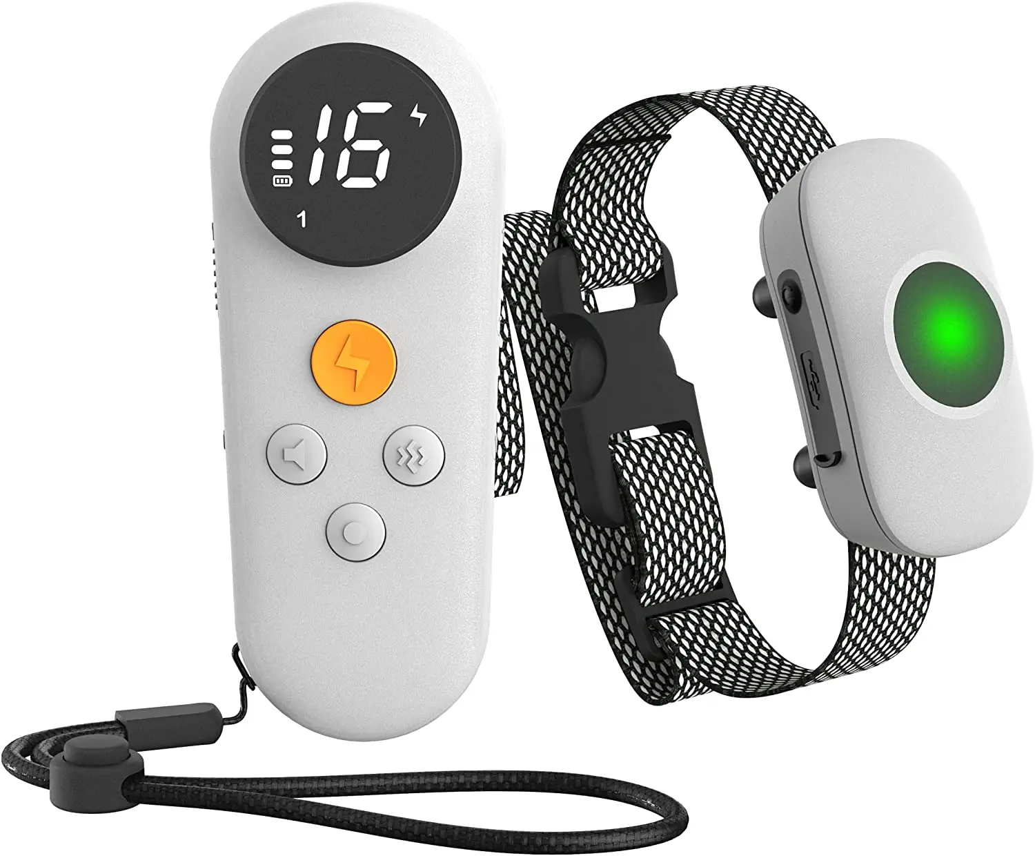 

Control barking dog pet training collar dog accessories electric training collar with remote for dogs, White / black