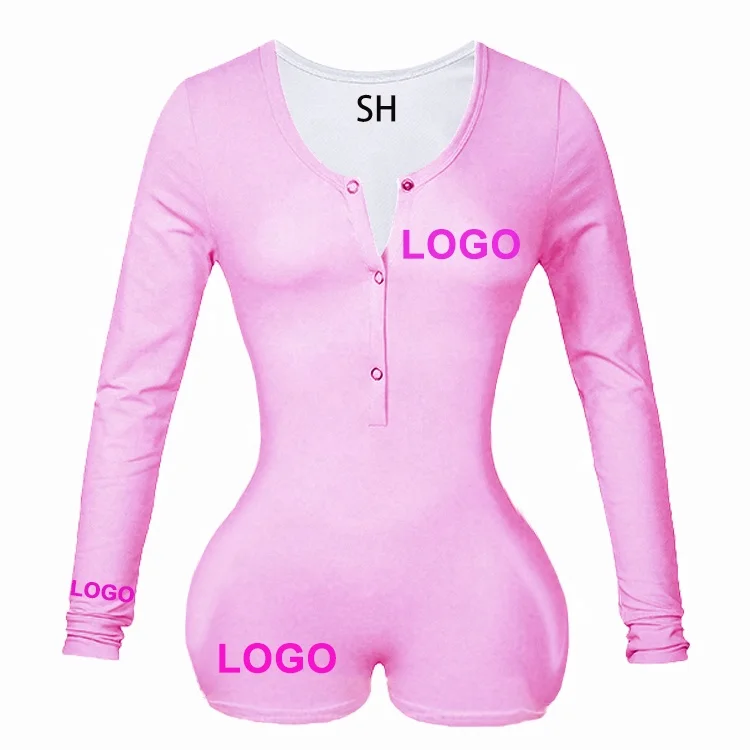 

Jumpsuits Women 2020 New Product Tight Long Sleeves Rompers Womens Custom Printed Polyester Plus Size Custom Onesie, Your own color