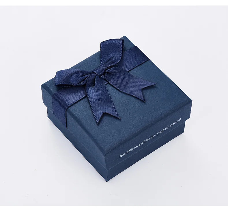 

Jewelry Boxes For Ring Or Bracelet Design Logo Handmade Blue Square Craft Jewelry Paper Gift Box, Customized