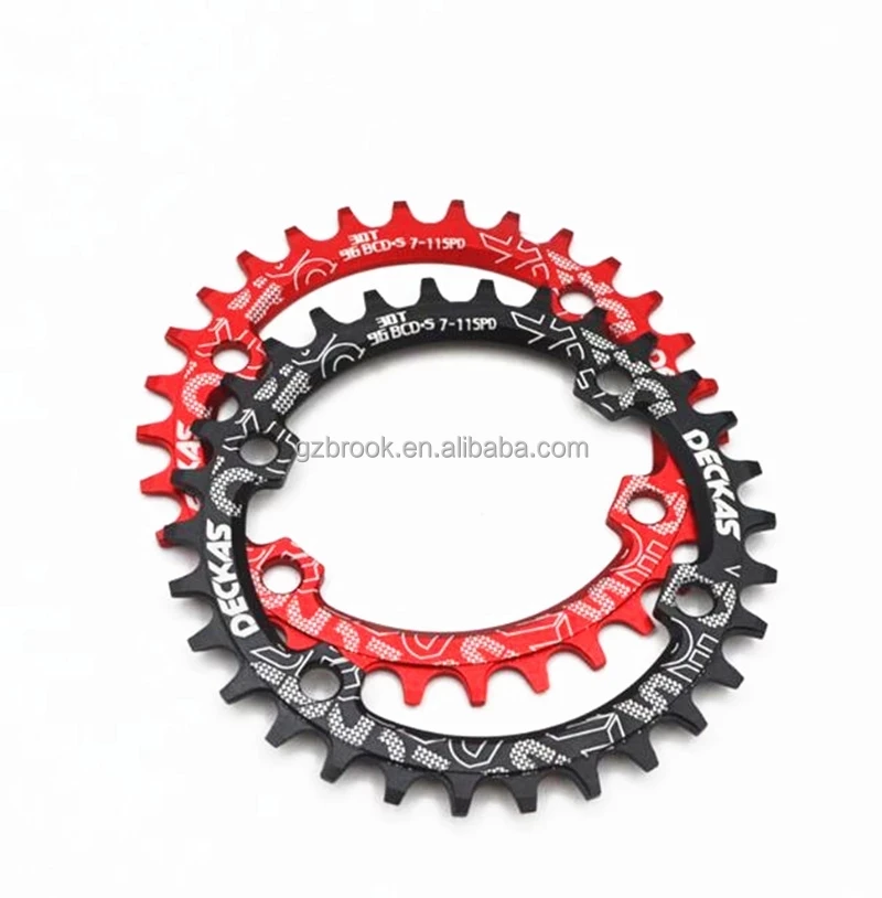 

DECKAS 96 BCD bicycle chainwheel 30T MTB bike Chainring Round for Crank, Black/red