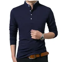

Free Shipping Solid Color Cotton Full Sleeve Polo T-shirts Men T Shirt
