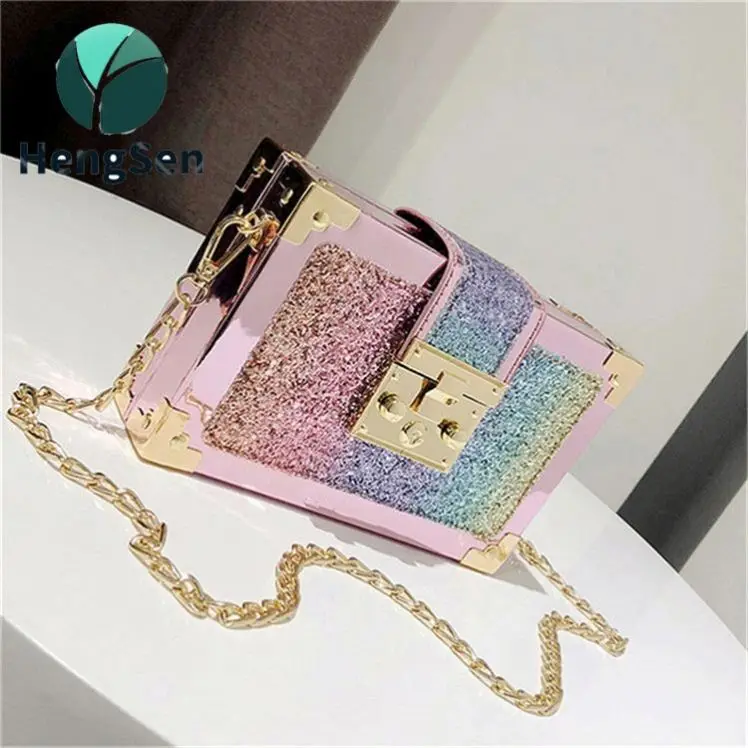 

Crossbody Evening Bags For Girls Ladies Chain Mini Purse Women Small Rainbow Bling