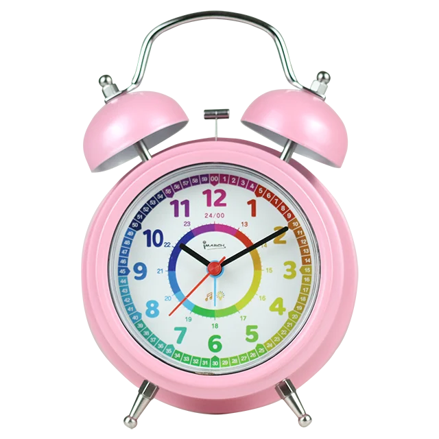 

tb12003 PINK quartz analog education teaching design children gift funny kids teaching bell alarm clock, Black white silver blue or customize