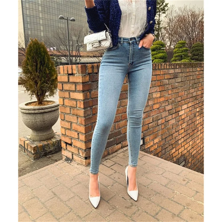 

Hot Selling Women Pants Elastic High Waist Denim Woman Slim Fit Jeans