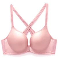 

Young girl's seamless smooth cross straps push up bra panty breathable brassiere