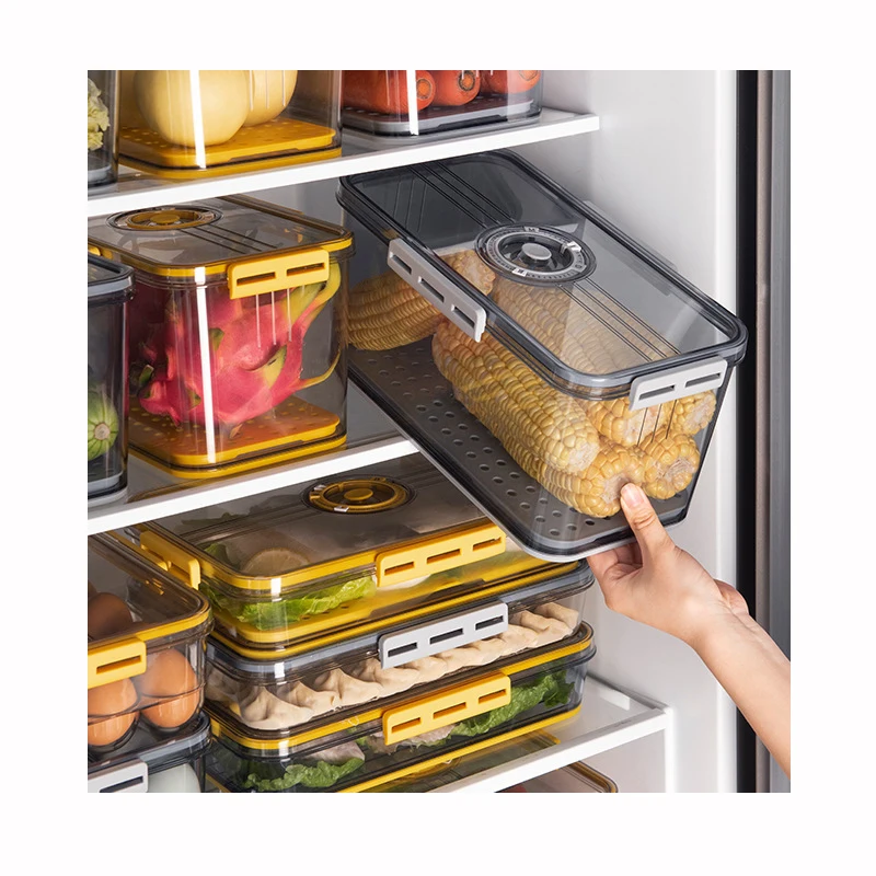 

7L Refrigerator Special Storage Container PET Plastic Transparent Thickening Timekeeping Freezing Draining Fresh Keeping Box