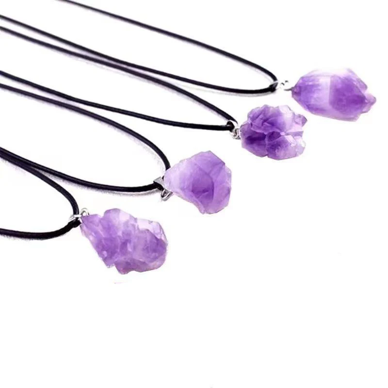 

Blues RTS Wholesale High Quality Nature Crystal Stone Irregular Amethyst Necklace For Women Jewelry, Purple