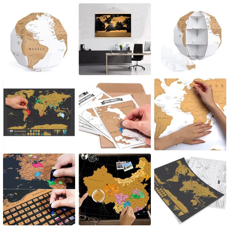 Amazon Scratch Off World Usa Map Craft Paper, Scratch Off Map Poster Set With Tools