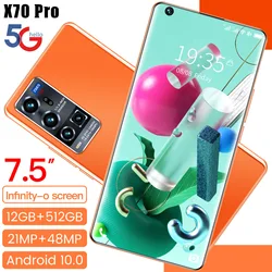 Original X70 Pro 7.5inch 3040x1440 MTK6799 Android 10 Smartphones 12GB+512GB 5G Cellphones 5600mAh Large Capacity Mobile Phone