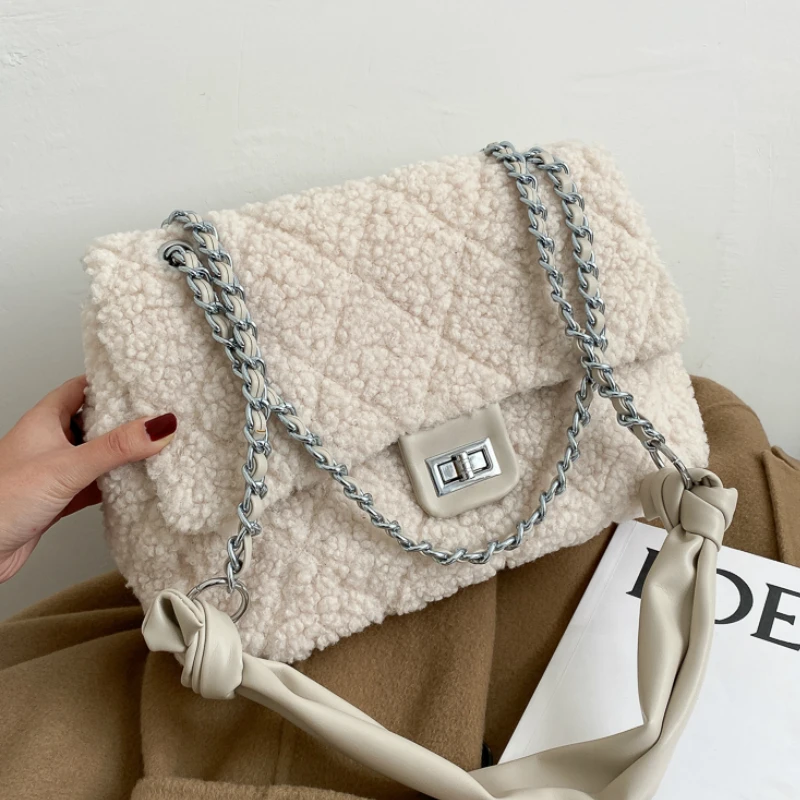 

Wholesale 2021 New Style Fashion All Match Brands Lambs Plush Quilted Ladies Fashion Handbags Luxury