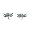 Dragonfly shape enamel stud earring jewelry supplies colorful earrings wholesale