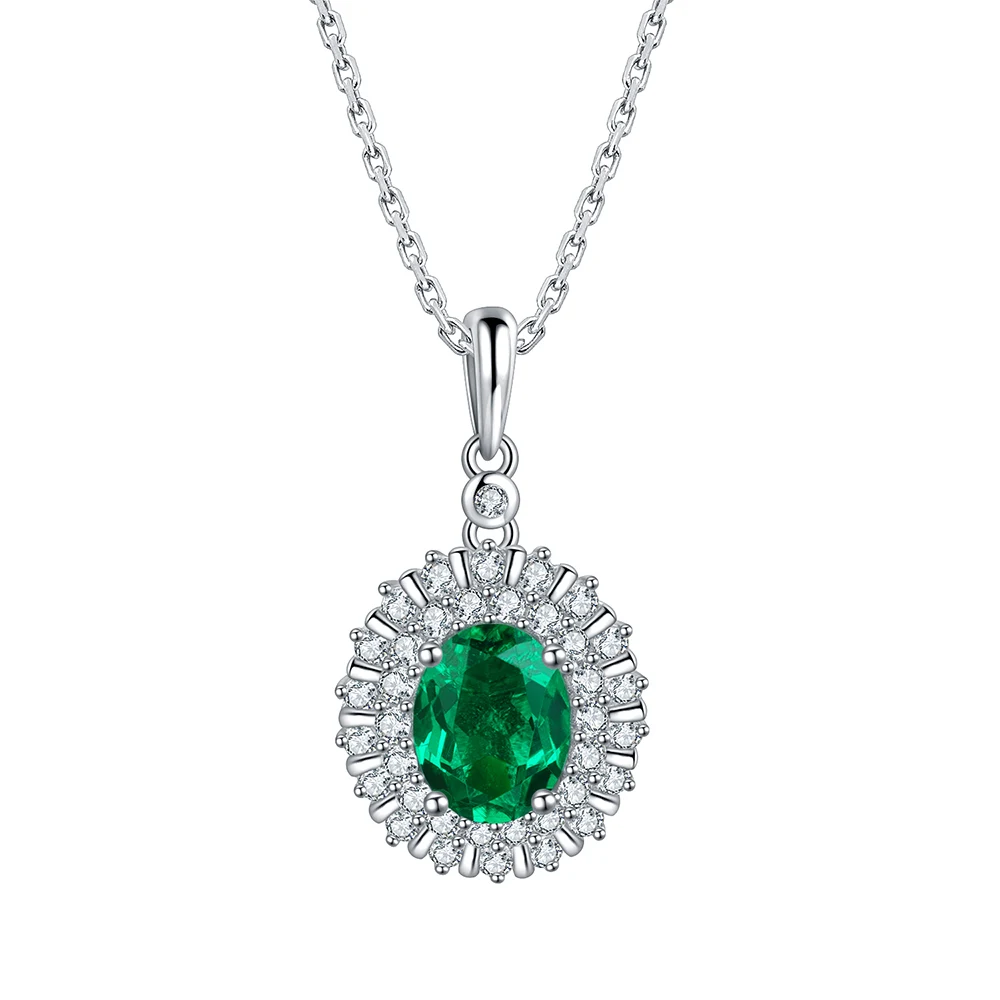 

Anster Lab Grown Zambia Emerald 45cm Classic Style 1ct 925 Sterling Silver Oval Shape Jewelry Pendant Necklace silver jewelry, Green