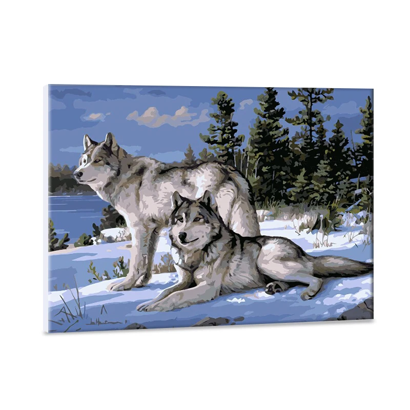 
Snow Wolf diy painting by numbers 40*50hand painted the living room decorative animal painting 