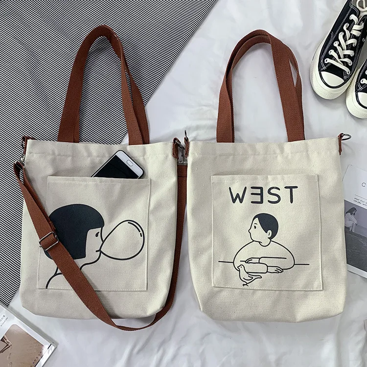 

2021 summer Custom crossbody Canvas bag cute large capacity handbag for woman and student wholesale, Customized color