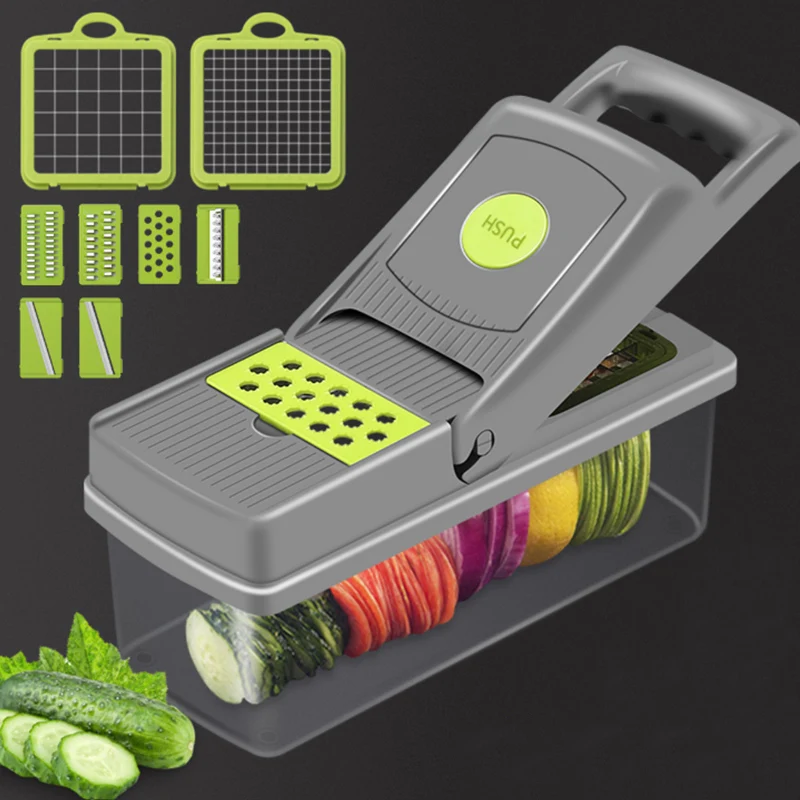 

2021new multifunctional manual vegetable cutter/ vegetable chopper cutter slicer, Green