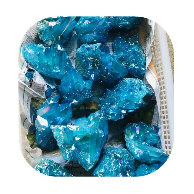 

fengshui home decor crystal natur heal Aqua blue aura quartz crystals clusters for sale