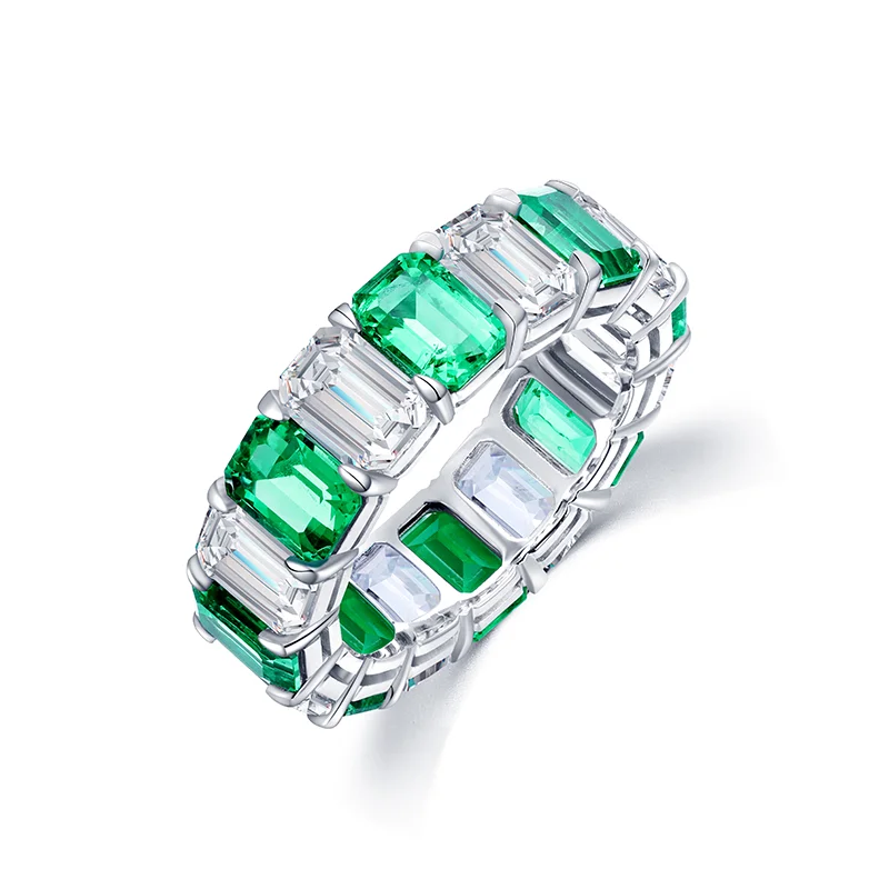 

Anster Wholesale 5*4.5mm 3.67ct Lab emerald 9k Gold ring Classic Eternity Rings18k White gold diamond wedding ring, Colombian muzo green