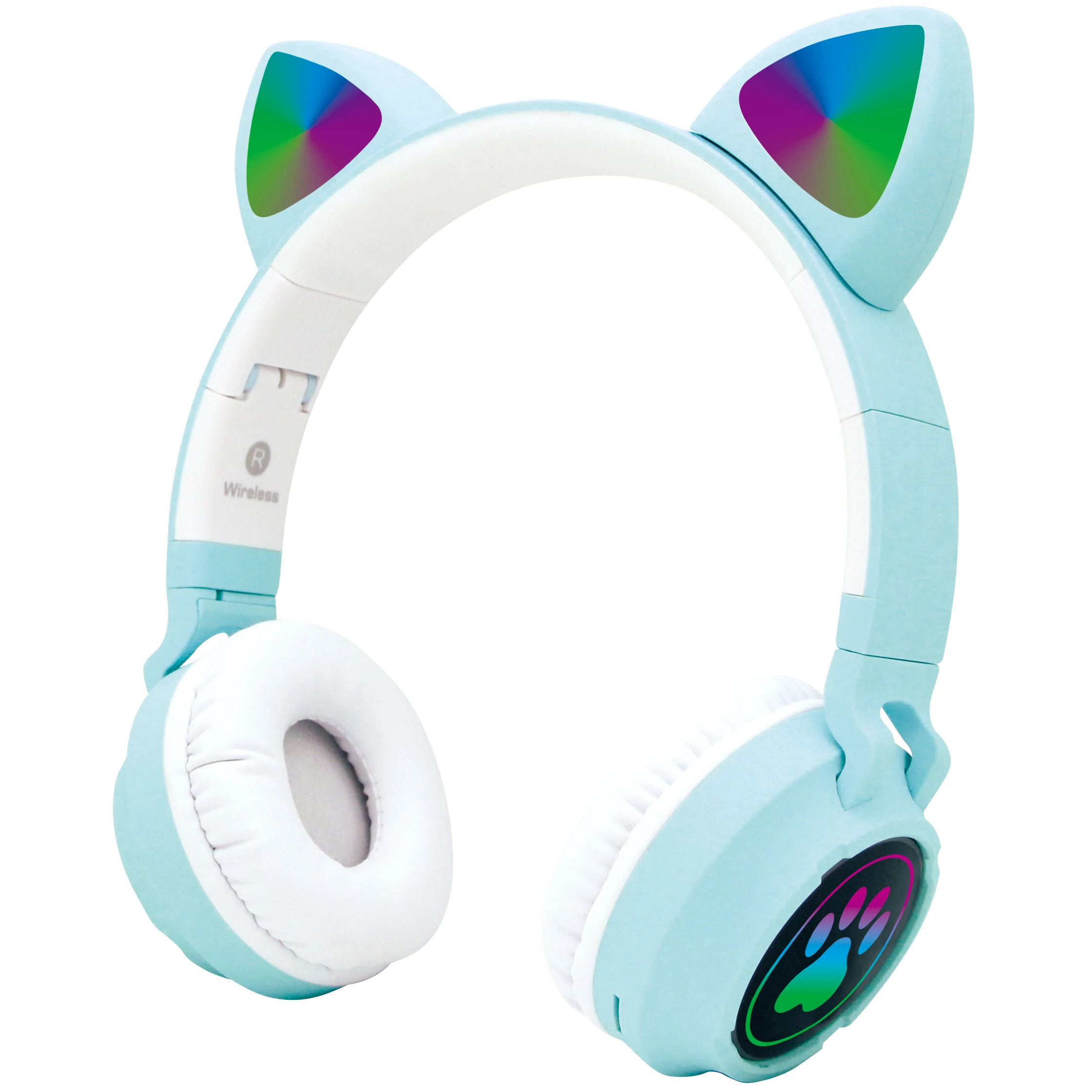 

Colorful Cat Wireless Ear Headphones Young People Kids Girls Headset Support SD Card 3.5mm Plug With Mic Children's Gift for Ps5, White purple black blue pink yellow green