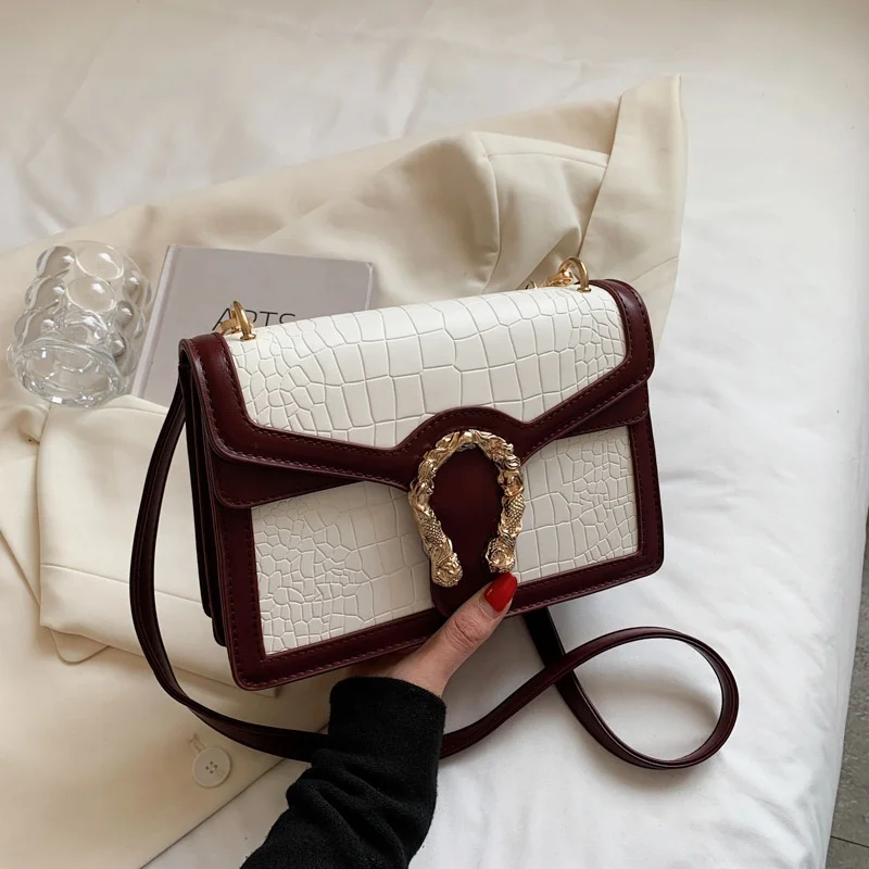 

Wholsal New Arrival Stone Pattern Lady PU Handbag Chain Shoulder Girl Bags Contract Color Women Shoulder Tote Purse