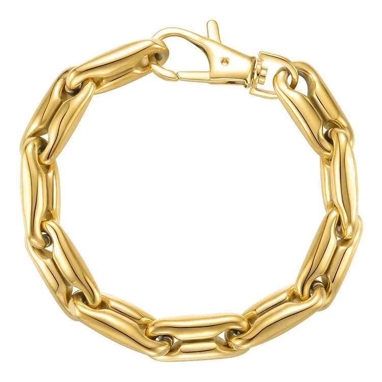 High Quality 18K Gold Plated Stainless Steel Jewelry Thick Chain Choker Hip Hop Rock Bracelet B212239