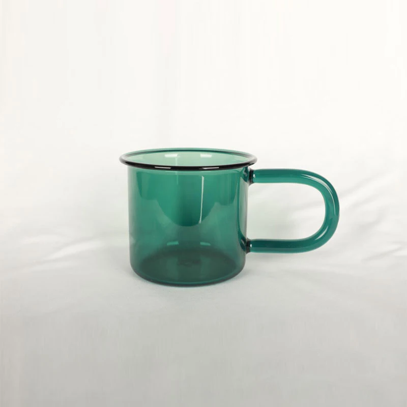 

High borosilicate C-shaped handle heat-resistant transparent glass coffee cup, Green