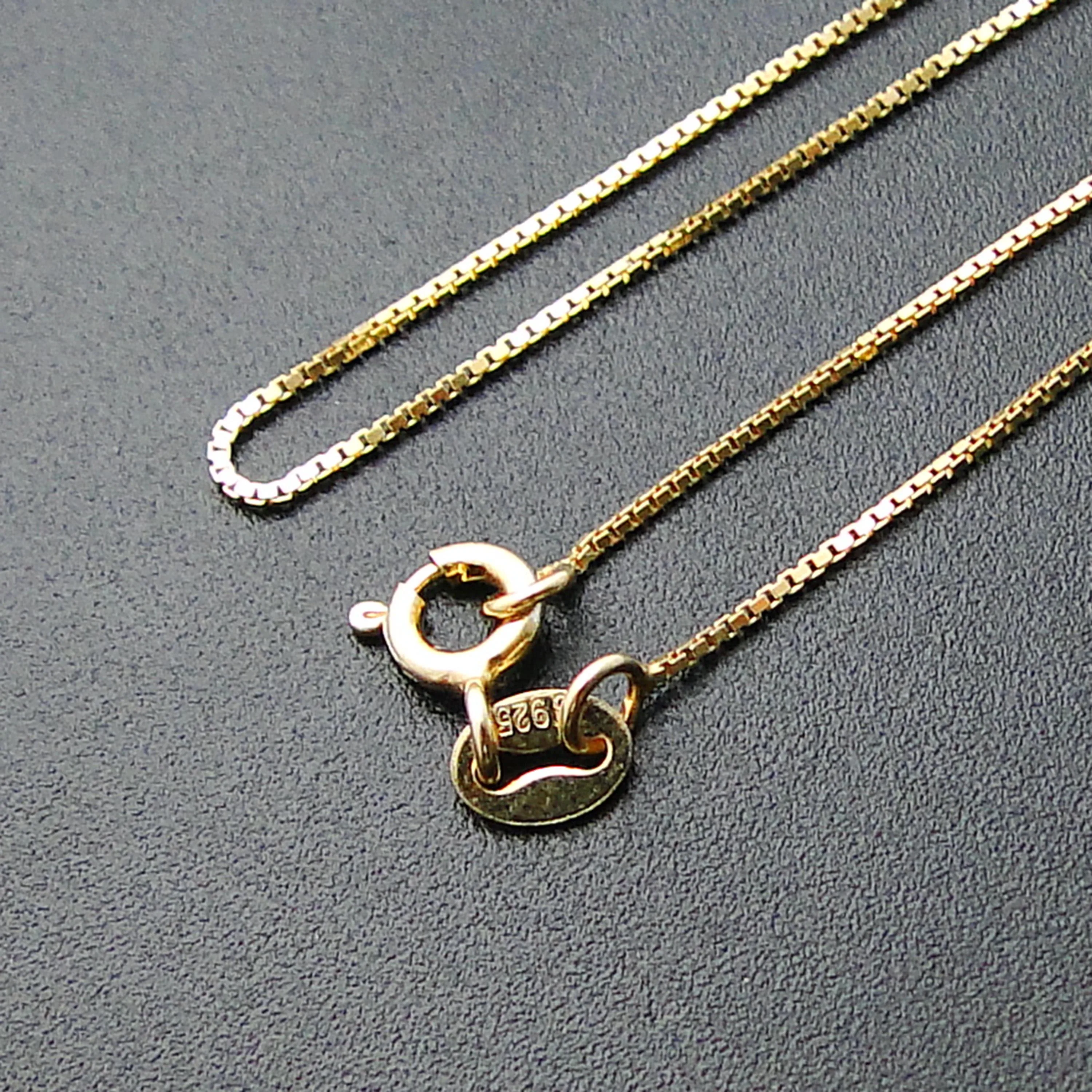

18inch Yellow Gold Plated 100% Sterling Silver Box Chain Necklace For Pendant