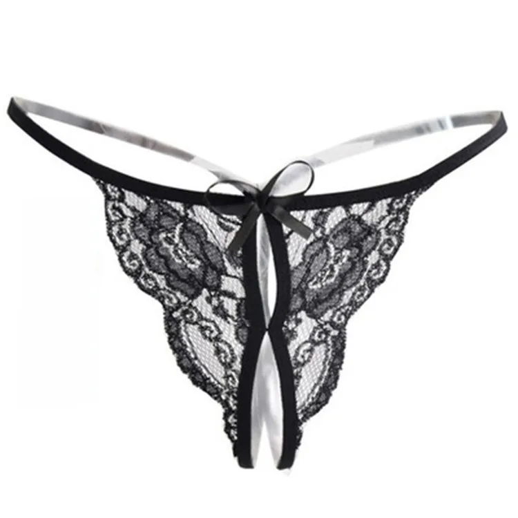 

Wholesale Lace Transparent Panties Women's Underwear sexy open front lingerie butterfly thong, 5 colors