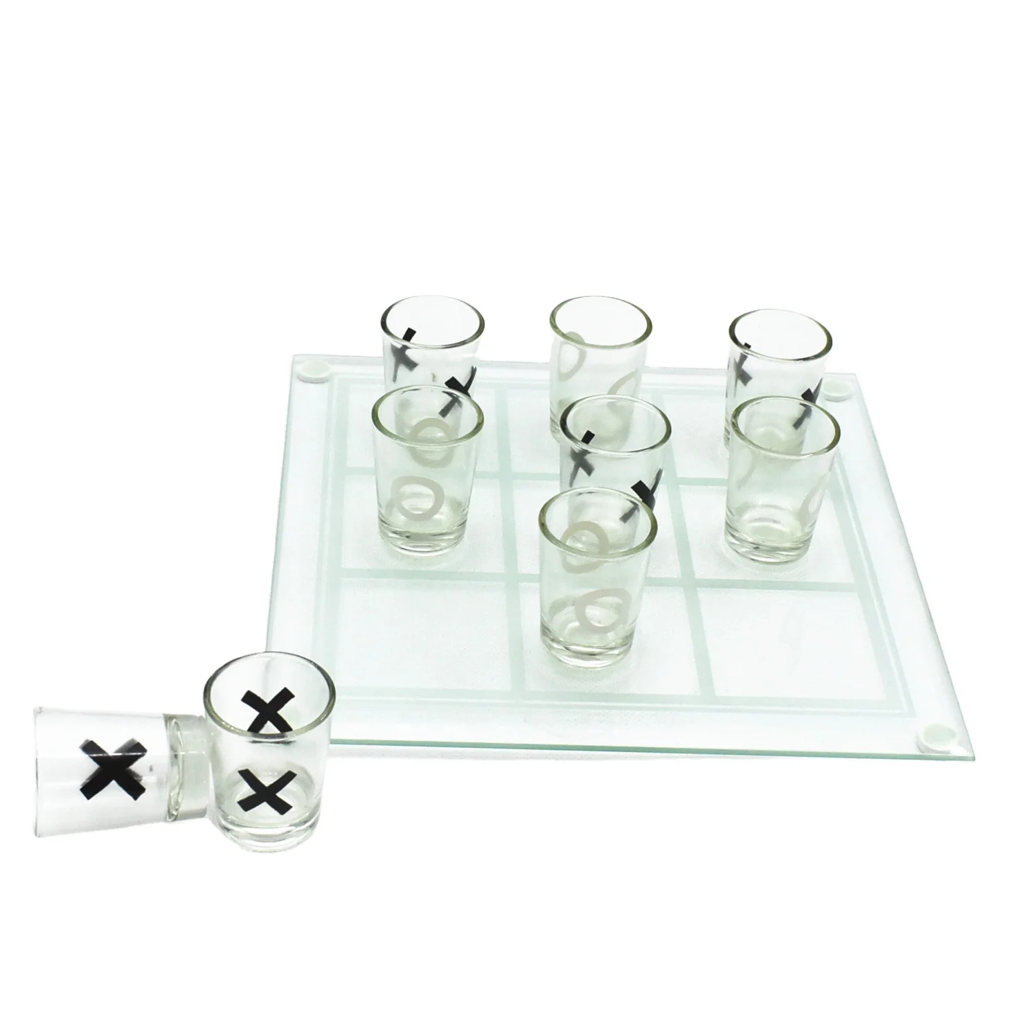 

tic-tac-toe glass chess board set and shot glass drinking chess drinking game