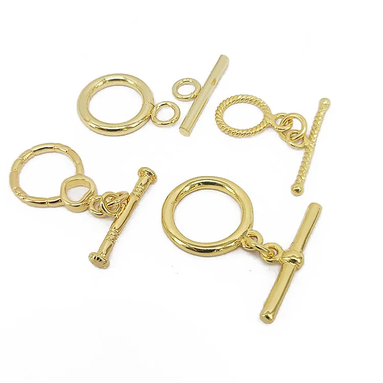 

JF1312 18K Gold Plated OT Toggle Clasp Buckles, circle and bar Clasps for necklace jewelry making
