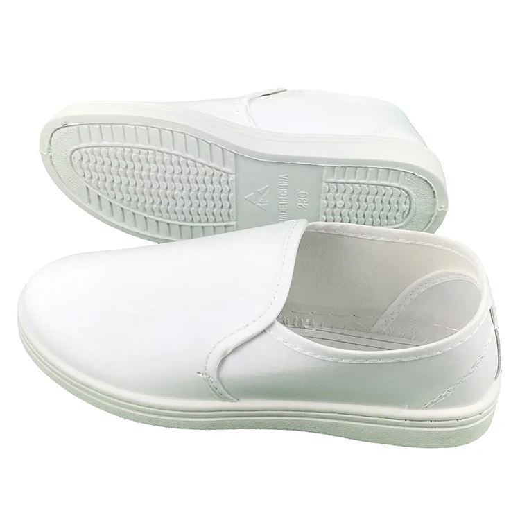 

Industrial Safety Durable Cheap Waterproof PU Leather Upper Anti Static PVC Cleanroom Work ESD Shoes, White